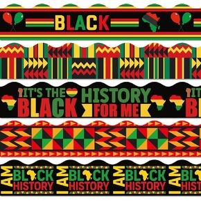 Whaline 69Ft Kwanzaa Bulletin Board Borders Black History Month Adhesive Trim Border for Classroom Office African American Holiday Decor
