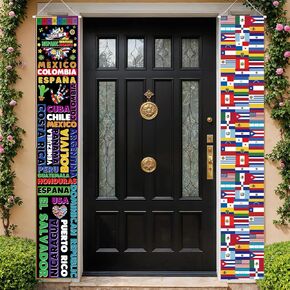 2Pcs Hispanic Heritage Month Porch Banner School Classroom Bulletin Board Decoration Inspirational Door Banner National Motivational Porch Sign Latino Spanish Classroom Door Sign for Indoor Office