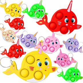 24 حزمة MINI MINI NARWHALS تململ ألعاب الأطفال للأطفال جائزة هدية من المعلم ، أوشن حوت حيوانات حيوانات حيوانات.