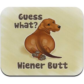 Guess What Wiener Dog Butt Dachshund Funny Low Profile Thin Rubber Mouse Pad Mousepad