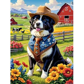 DIY 5D Diamond Painting Kit, Color Art Diamond Crystal Gemstone Bernese Mountain Dog Artistic Painting, Farm Animals Full Diamond Round Diamond Home Wall Decoration 12x16 inch