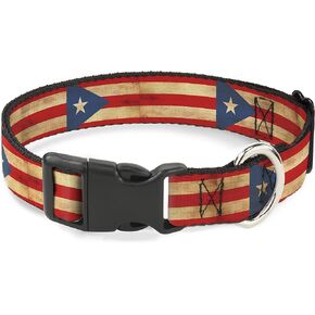 Buckle-Down Dog Collar Plastic Clip Puerto Rico Flag Continuous Vintage 8 to 12 Inches 0.5 Inch Wide