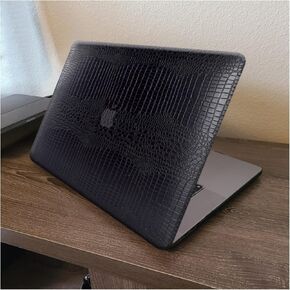 Dtanglsm متوافق مع Crocodile MacBook Pro 16 بوصة Case 2019 2020 طراز A2141 اللمس اللمس معرف اللمس ، والجلد المصنوع من الجلد المصنوع من الجلد التمساح ، وغطاء لوحة المفاتيح لـ Mac Pro 16 ، الأسود ، الأسود