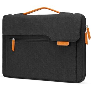 MOSISO 360 Protective Laptop Sleeve Compatible with MacBook Air/Pro,13-13.3 inch Notebook, Compatible with MacBook Pro 14 inch M4 M3 M2 M1, Flapover Bag with Fully Open Zipper&Handle&Pockets, Gray