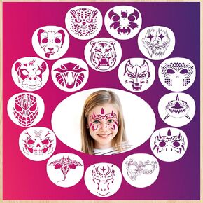 Sotpot 16 Pieces Face Drawing Stencils Mask Painting Templates DIY Stencils for Wood Wall Home Decorations Party Favor Supplies