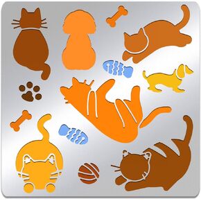 BENECREAT Mexican Elements Metal Stencil, Square Stainless Steel Clothes Hats Cactus Template Stencil for Scrapbooking Engraving, Pyrography, Journal, 6x6inch