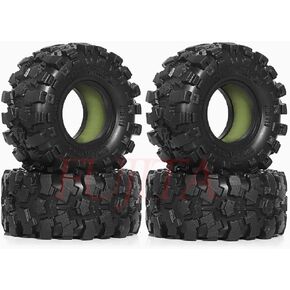 Fujita 1.0 ‘'Crawler Tyre 57 * 26mm مع إدراج سيليكون محسّن من أجل Trx4M F-150 محوري XC-1 RTR SCX24 AX24 FMS FCX24 1/18 1/24 RC Crawler Upgrade (Green)