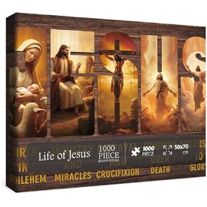 Christian Jesus Puzzles for Adults 1000 Pieces, Religious Inspirational Scripture Jigsaw Puzzles, Bible Faith Catholic Cross Puzzle