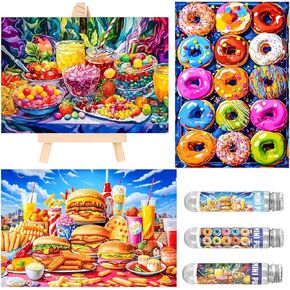 Small Jigsaw Puzzles for Adults 150 Pieces Vintage Donut Painting Colorful Candy Mini Jigsaw Puzzles Oil Painting Challenging Mini Puzzles Tiny Jigsaw Puzzles 6 x 4 Inches, 3 Pcs,Mini Easel Included…