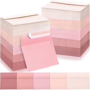 Zhanmai 400 Pack A7 Envelopes Bulk for Invitation 5 x 7 Self Adhesive Envelopes Gradient Colored for Gift Cards, Wedding, Greeting Letters, Mother's, Birthday Party 5.25 x 7.25 In, 120 GSM(Pink) in Kuwait