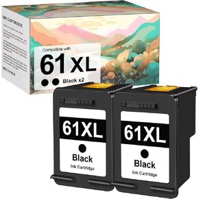 استبدال خرطوشة الحبر المعاد تصنيعها لـ 61 XL 61XL حبر خراطيش للاستخدام مع 1010 1000 2620 4635 4500 5530 5535 5534 2540 4630 الطابعة (2 أسود)
