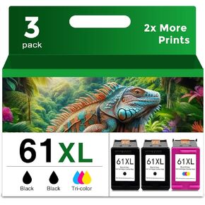 Remanufactured Ink Cartridge Replacement for HP 61 Ink 61XL Combo Pack (2 Balck and 1 Color) for Envy 4500 5530 4502 4501 5535 OfficeJet 4630 4635 DeskJet 2540 1000 1010 1510 Printers