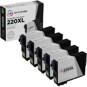 LD Products Remanufactured Replacement for Epson 220XL Ink Cartridges 220 XL T220XL120 High Yield (Black, 5-Pack) for XP-320, XP 420, XP-424, Workforce WF-2630, WF-2650, WF2660, WF-2750, WF-2760
