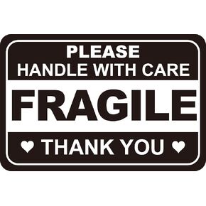 2x3'' inch 200PCS Black White Fragile Handle with Love Labels Stickers Shipping Mailing Cartons Envelops Adhesive Labels