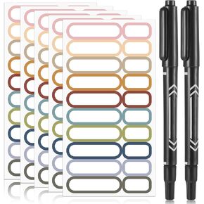Outus 320 Pcs Waterproof Removable Labels with Makers Pen Self Adhesive Label Stickers for Water Bottles Spice Food Containers Jars Pantry Restaurant Storage(Morandi Color)