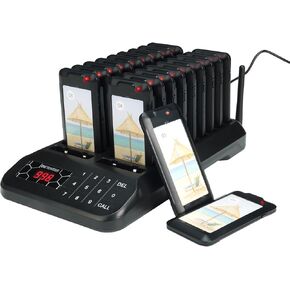 RETEKESS TD172 نظام نداء مطعم ، نظام استدعاء قائمة الانتظار ، أجهزة الاستدعاء الاهتزازية ، قم بإيقاف تشغيل الصافرة ، الملصقات القابلة للاستبدال ، 20 صناديق للمطاعم