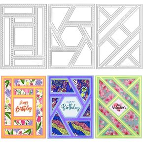 3 PCS Rectangular Die Cuts for Card Making, AFUNTA Frame Scrapbook Metal Cutting Dies Embossing Tools for Card Making Supplies, Paper Album Decor