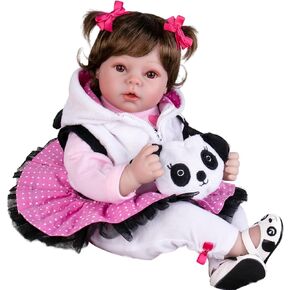 Aori Reborn Baby Dolls Realistic Baby Doll 22 inch Lifelike Newborn Baby Girl Doll with Panda Accessories Set