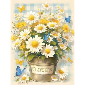 Skryuie 5d Diamond Painting Kits Flower - DIY Diamond Art Kits for البالغين من علم النبات ، تدريبات مستديرة كاملة - غرزة تطريز كريستال - مركبة من أجل جدار ومكتب - 12x16 بوصة E8