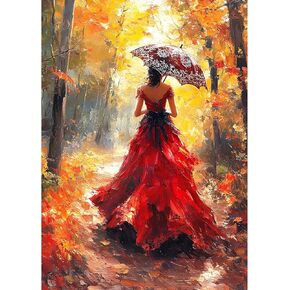 MXJSUA UMBRELLA Woman Woman Miamond Painting Kits للبالغين ، 5Dات فورس فورست فورست فنية للمبتدئين ، مجموعات طلاء الكريستال الكريستال الكاملة لتديين الجدار المنزلي 12x16 بوصة