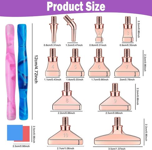 Sttargxing 27 PCS Diamond Painting Pen Kit,12PCS Stainless Steel Tips with 12 Clay, Multi Placer Tips 5D Diamond Painting Accessories, Diamond Painting Pen Replacement for DIY Craft(Rosegold) in Saudi Arabia
