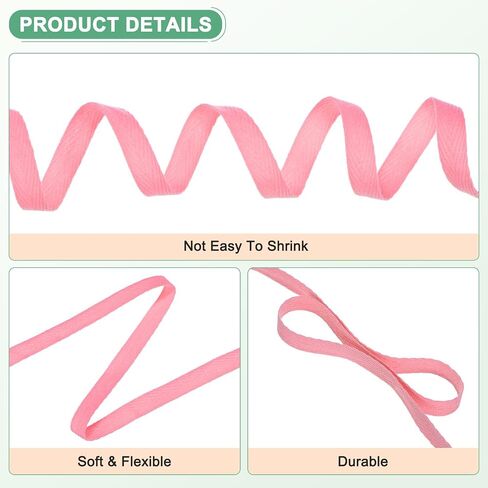Cotton Twill Tape, (10mm)3/8 Inch 23 Yards Cotton Twill Ribbon Bias Binding Tape Natural Herringbone Webbing Trim for Apron Sewing/Gift Wrapping/Craft DIY [Pink] in Saudi Arabia