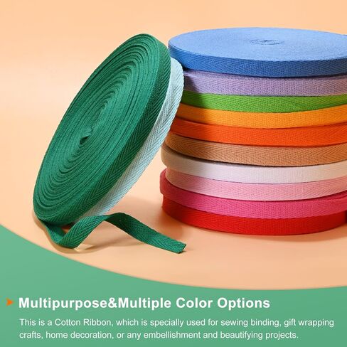 Cotton Twill Tape, (10mm)3/8 Inch 23 Yards Cotton Twill Ribbon Bias Binding Tape Natural Herringbone Webbing Trim for Apron Sewing/Gift Wrapping/Craft DIY [Pink] in Saudi Arabia