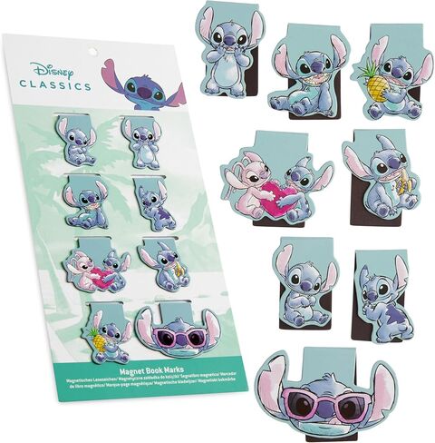 Disney Stitch Magnetic Bookmark Page Clip Reading Accessories for Book Lovers University Teacher Stocking Stuffer Secret Santa Gift (Blue 8 Pack) in Saudi Arabia