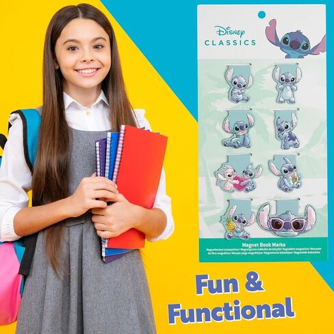Disney Stitch Magnetic Bookmark Page Clip Reading Accessories for Book Lovers University Teacher Stocking Stuffer Secret Santa Gift (Blue 8 Pack) in Saudi Arabia