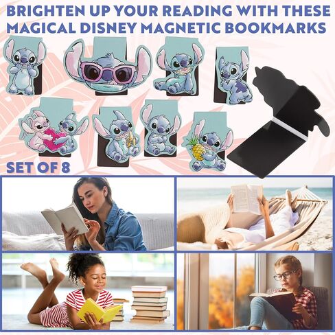 Disney Stitch Magnetic Bookmark Page Clip Reading Accessories for Book Lovers University Teacher Stocking Stuffer Secret Santa Gift (Blue 8 Pack) in Saudi Arabia
