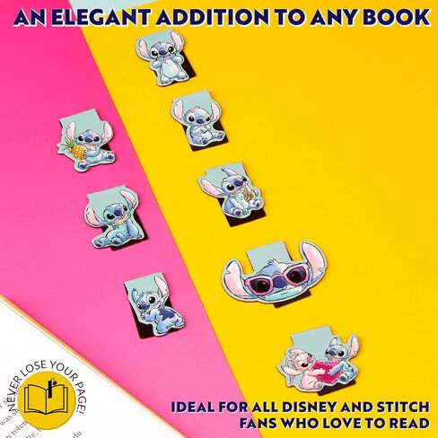 Disney Stitch Magnetic Bookmark Page Clip Reading Accessories for Book Lovers University Teacher Stocking Stuffer Secret Santa Gift (Blue 8 Pack) in Saudi Arabia