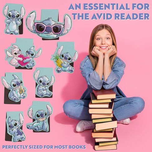 Disney Stitch Magnetic Bookmark Page Clip Reading Accessories for Book Lovers University Teacher Stocking Stuffer Secret Santa Gift (Blue 8 Pack) in Saudi Arabia