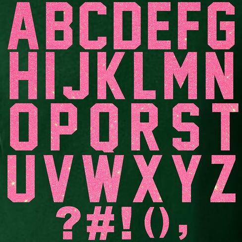 47 Pieces, 3" Glitter Iron-On Letters – Heat Transfer Vinyl for DIY T-Shirts, Bags, and Gifts. Perfect for birthdays, Christmas, anniversaries, and custom designs! Durable and easy to use. (Neon Pink) in Saudi Arabia