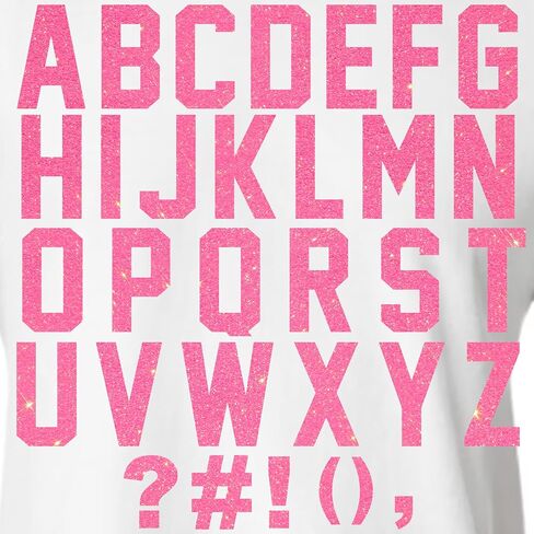 47 Pieces, 3" Glitter Iron-On Letters – Heat Transfer Vinyl for DIY T-Shirts, Bags, and Gifts. Perfect for birthdays, Christmas, anniversaries, and custom designs! Durable and easy to use. (Neon Pink) in Saudi Arabia