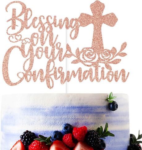 Gold Glitter Blessing On Your Confirmation Cake Topper, My Baptism/God Bless/First Holy Communion, Funny Baptism Baby Shower Baby's 1st Birthday Party Decorations Supplies in Saudi Arabia