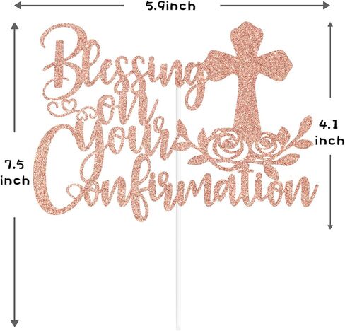 Gold Glitter Blessing On Your Confirmation Cake Topper, My Baptism/God Bless/First Holy Communion, Funny Baptism Baby Shower Baby's 1st Birthday Party Decorations Supplies in Saudi Arabia