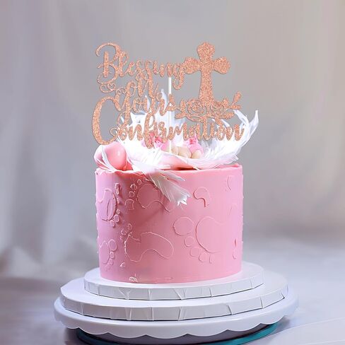 Gold Glitter Blessing On Your Confirmation Cake Topper, My Baptism/God Bless/First Holy Communion, Funny Baptism Baby Shower Baby's 1st Birthday Party Decorations Supplies in Saudi Arabia