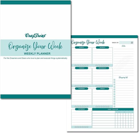 CrafTreat Undated Weekly Planner - 52 Sheet Productivity Task Organizer with ToDo List, Checklist Notepad Planner for Weekly & Monthly Goal Setting, Habit Tracking & Work Organization in Kuwait