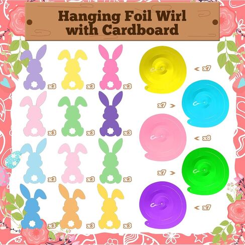 72 PCS Bunny Easter Hanging Dovirm Decirts Happy Bunny Hanging Dwirl Decorations Decorations Colorful Faster Party الحلي للمنزل لوازم العطلة المكتبية الداخلية in Kuwait