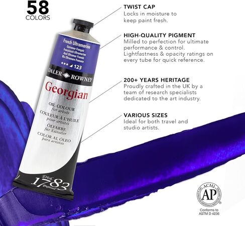 Daler Rowney Georgian Oil Paint Titanium White 225ml Tube - Art Paints for Canvas Paper and More - Oil Painting Supplies for Artists and Students - Artist Oil Paint for Any Skill Set in Saudi Arabia