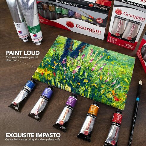 Daler Rowney Georgian Oil Paint Titanium White 225ml Tube - Art Paints for Canvas Paper and More - Oil Painting Supplies for Artists and Students - Artist Oil Paint for Any Skill Set in Saudi Arabia