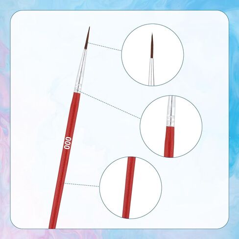 30pcs Detail Paint Brushes Set, 0#00#000 Fine Tip Skinny Paint Mini Tiny Miniature Fine Small Paint Liner Brush for Crafts Miniature Painting Classroom Watercolor Acrylic Art Face Painting (Red) in Kuwait