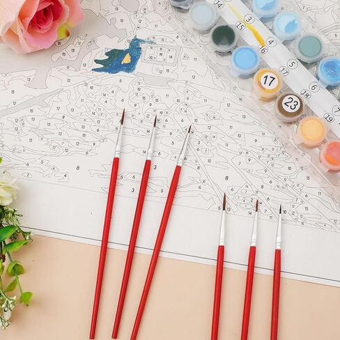 30pcs Detail Paint Brushes Set, 0#00#000 Fine Tip Skinny Paint Mini Tiny Miniature Fine Small Paint Liner Brush for Crafts Miniature Painting Classroom Watercolor Acrylic Art Face Painting (Red) in Kuwait