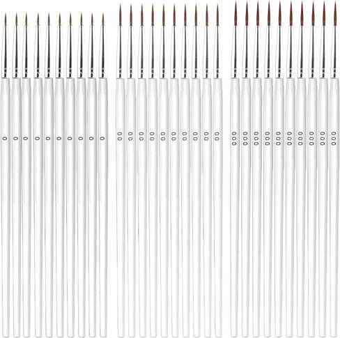 30pcs Detail Paint Brushes Set, 0#00#000 Fine Tip Skinny Paint Mini Tiny Miniature Fine Small Paint Liner Brush for Crafts Miniature Painting Classroom Watercolor Acrylic Art Face Painting (Red) in Kuwait