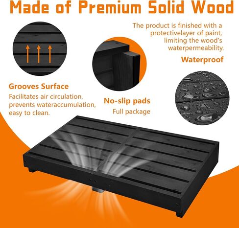 Indoor Wooden Step Stool 3.5'' Height, Outdoor Steps with Non Slip Pads, Step for Outside, Safety Stepping Stool for Bathroom, Kitchen, Bed (Black) in Saudi Arabia