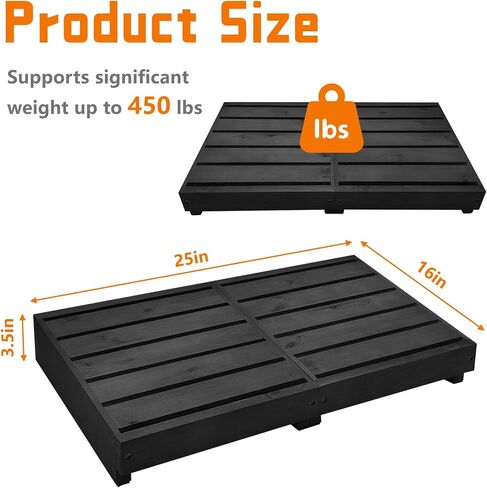 Indoor Wooden Step Stool 3.5'' Height, Outdoor Steps with Non Slip Pads, Step for Outside, Safety Stepping Stool for Bathroom, Kitchen, Bed (Black) in Saudi Arabia
