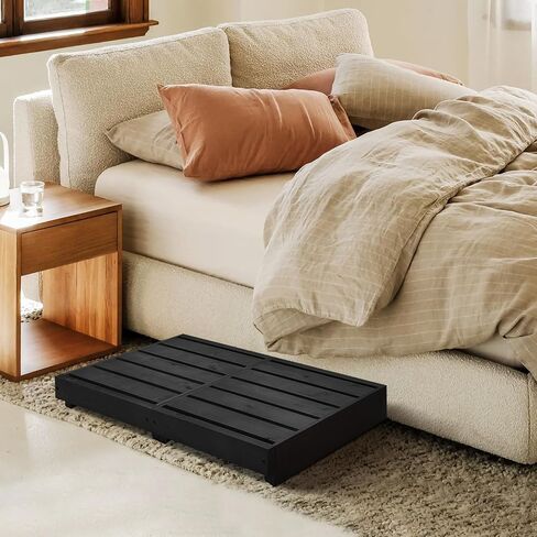 Indoor Wooden Step Stool 3.5'' Height, Outdoor Steps with Non Slip Pads, Step for Outside, Safety Stepping Stool for Bathroom, Kitchen, Bed (Black) in Saudi Arabia