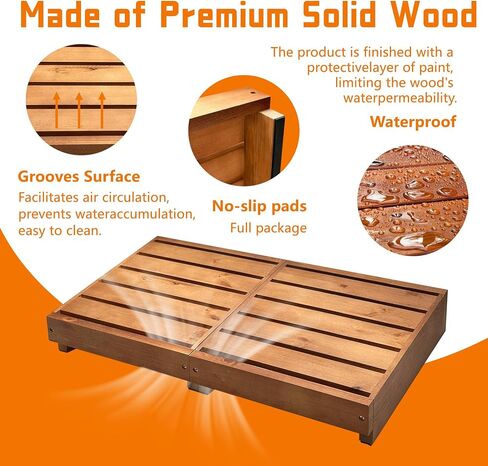 Indoor Wooden Step Stool 3.5'' Height, Outdoor Steps with Non Slip Pads, Step for Outside, Safety Stepping Stool for Bathroom, Kitchen, Bed (Black) in Saudi Arabia