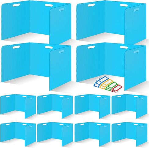 12 Pcs Desk Dividers for Students Classroom Plastic Privacy Folders Colored Test Dividers for Students Desks Trifold Privacy Panel Partitions for School Teacher Supplies(Multicolor) in Kuwait