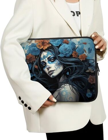 Blue Sugar Skull Women Orange Flower Laptop Sleeve Protective Computer Carrying Case for 10-17 inch Notebook/Tablet in Saudi Arabia